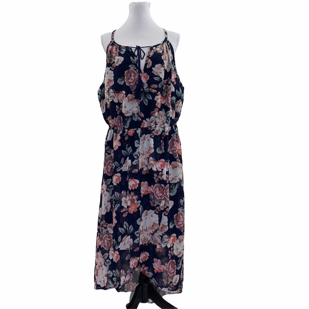 Hint Of Blush High Low Floral Keyhole Dress 2X